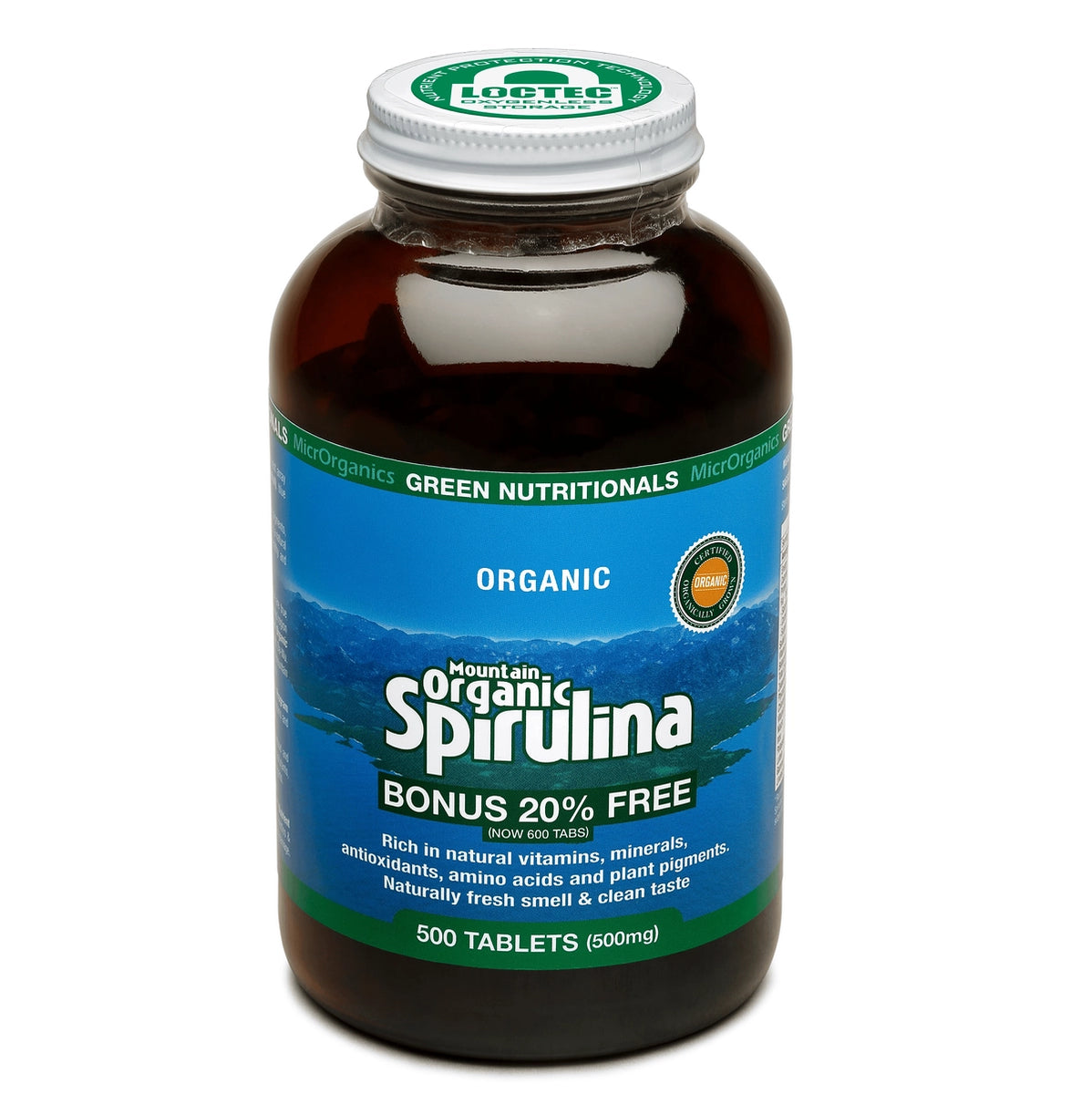 Green Nutritionals Mountain Organic Spirulina Tablets Synergy